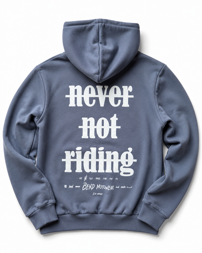 Never Not Riding Hoodie Washed Blue